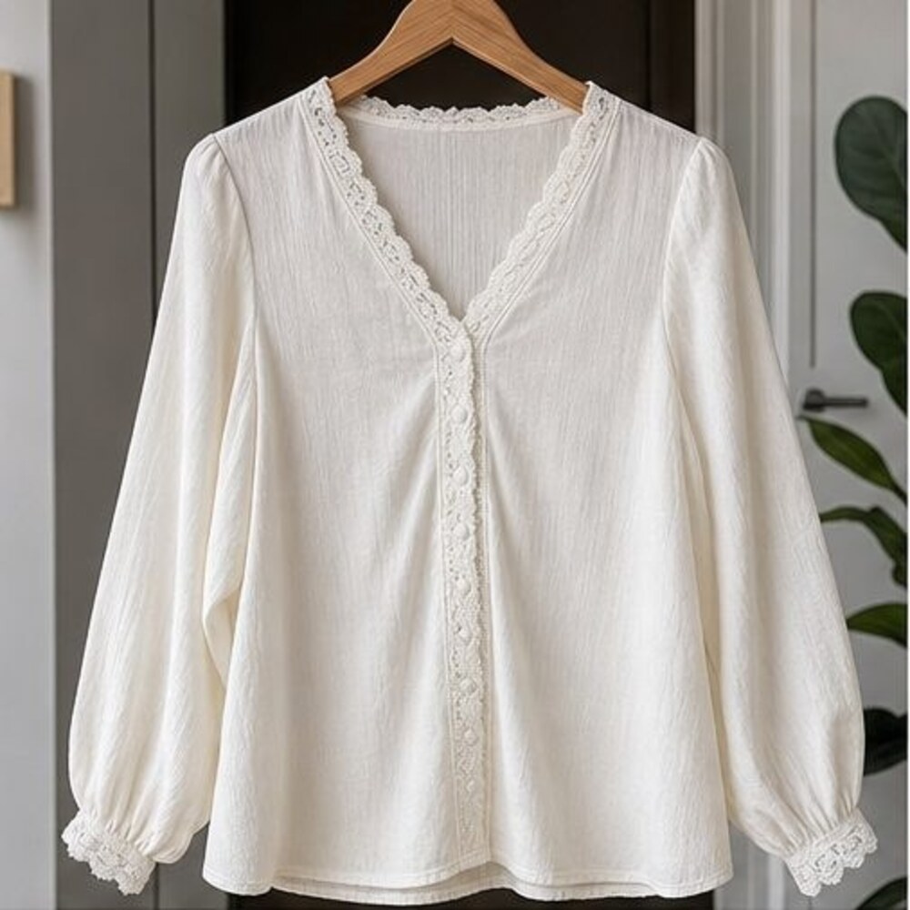 Ivory Lace Trim Top